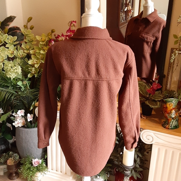 Joie Polyester Fleece Button Front Pocketed Shirt Size Small Cocoa - Picture 3 of 10